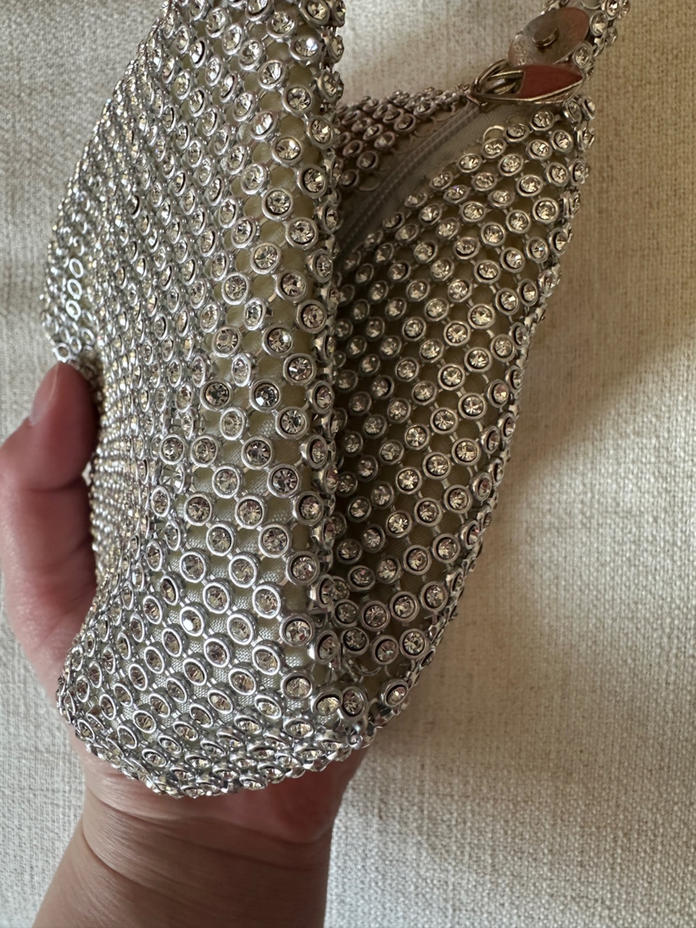 Silver Crystal Mesh Evening Bag - Picture 8 of 8